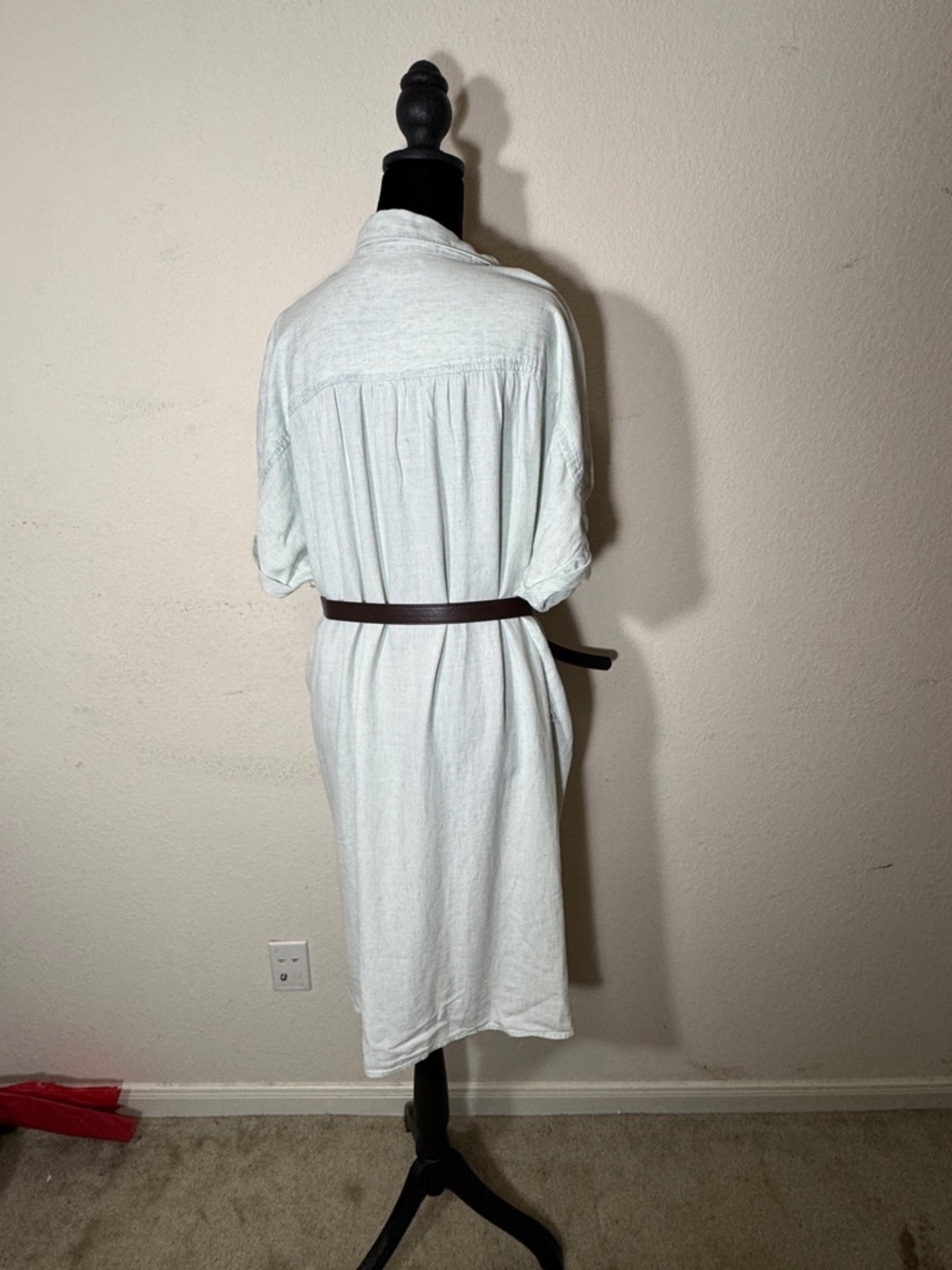 Faherty Breeze Lyocell Linen Shirt Dress Icy Blue Oversized Sz XL NWOT - Picture 5 of 10